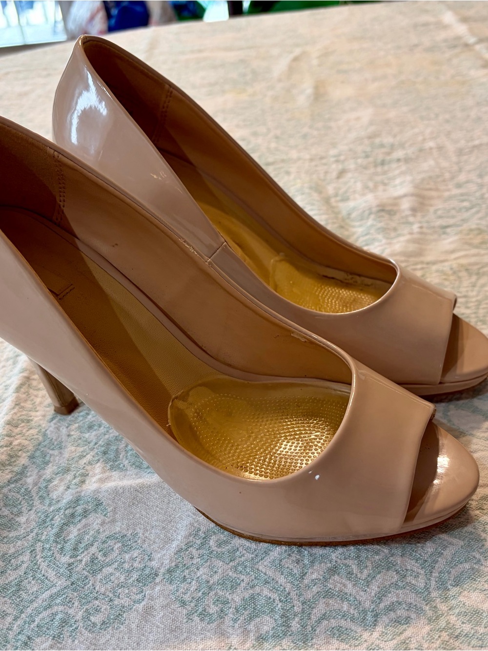 Women's Nude Peep-Toe Heels - Size 8